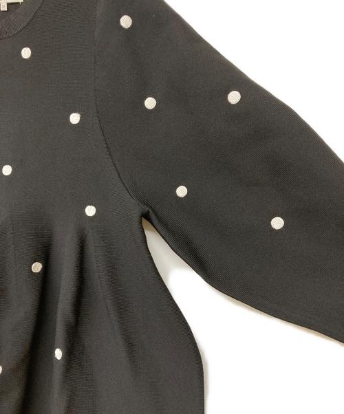 CADUNE（カデュネ）CADUNE (カデュネ) ドットペプラムニット ブラック サイズ:38の古着・服飾アイテム