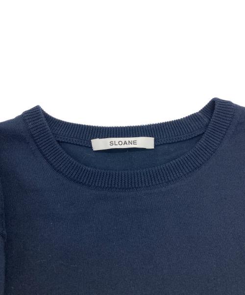 SLOANE（スローン）SLOANE (スローン) 30G天竺コットンスーパーハイゲージクルーネックニット ネイビー サイズ:3の古着・服飾アイテム
