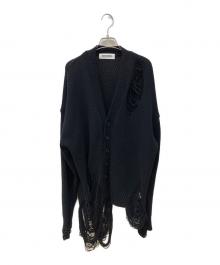 DISCOVERED（ディスカバード）の古着「DAMAGE COTTON KNIT CARDIGAN」｜ブラック