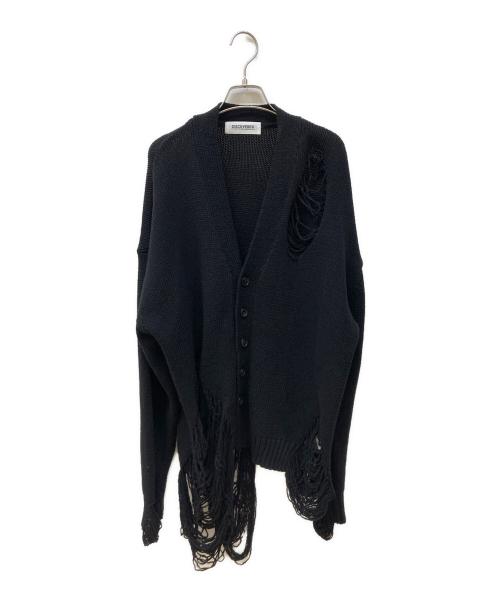DISCOVERED（ディスカバード）DISCOVERED (ディスカバード) DAMAGE COTTON KNIT CARDIGAN ブラック サイズ:1の古着・服飾アイテム