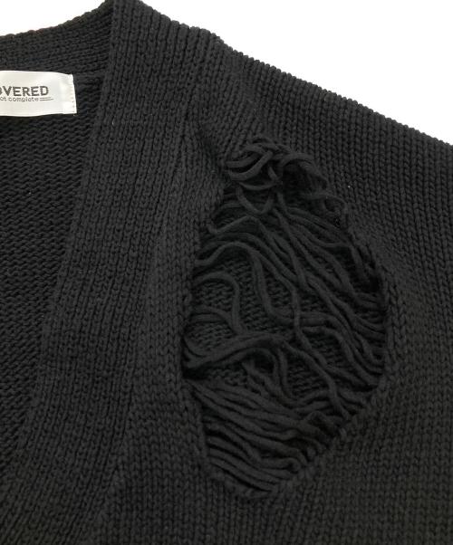 DISCOVERED（ディスカバード）DISCOVERED (ディスカバード) DAMAGE COTTON KNIT CARDIGAN ブラック サイズ:1の古着・服飾アイテム