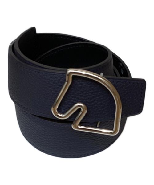 HERMES（エルメス）HERMES (エルメス) ホースヘッドバックル リバーシブルレザーベルト ネイビー×シルバーの古着・服飾アイテム