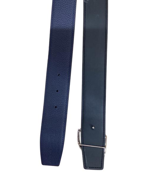 HERMES（エルメス）HERMES (エルメス) ホースヘッドバックル リバーシブルレザーベルト ネイビー×シルバーの古着・服飾アイテム
