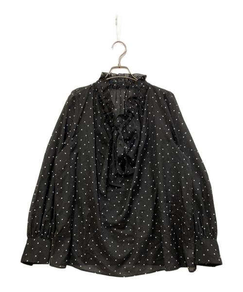 green label relaxing（グリーンレーベルリラクシング）green label relaxing (グリーンレーベルリラクシング) シアー フリル ボウタイ ブラウス ブラック サイズ:FREEの古着・服飾アイテム