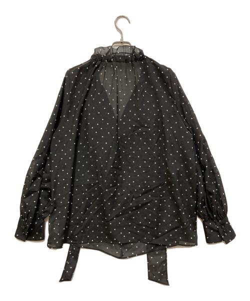 green label relaxing（グリーンレーベルリラクシング）green label relaxing (グリーンレーベルリラクシング) シアー フリル ボウタイ ブラウス ブラック サイズ:FREEの古着・服飾アイテム