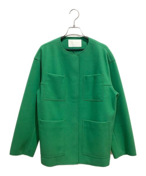 BALLSEY（ボールジィ）BALLSEY (ボールジィ) ニードルジャージーノーカラージャケット グリーン サイズ:36の古着・服飾アイテム