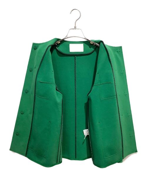 BALLSEY（ボールジィ）BALLSEY (ボールジィ) ニードルジャージーノーカラージャケット グリーン サイズ:36の古着・服飾アイテム