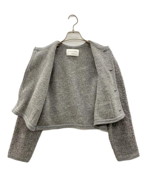 MACPHEE（マカフィー）MACPHEE (マカフィー) ムートンクルーネックカーディガン グレー サイズ:Sの古着・服飾アイテム