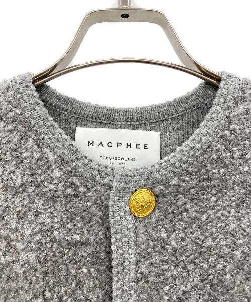 MACPHEE（マカフィー）MACPHEE (マカフィー) ムートンクルーネックカーディガン グレー サイズ:Sの古着・服飾アイテム