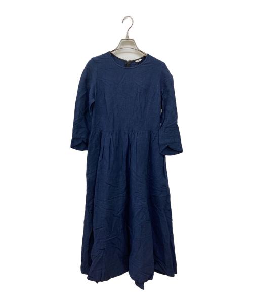 susuri（ススリ）susuri (ススリ) ブラックルースター リネンブレンドワンピース ネイビー サイズ:Mの古着・服飾アイテム