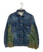 sacaiサカイ）の古着「Denim x Nylon Twill Jacket」｜インディゴ×オリーブ