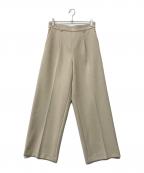 green label relaxingグリーンレーベルリラクシング）の古着「ダブルクロス ワイド パンツ」｜ベージュ