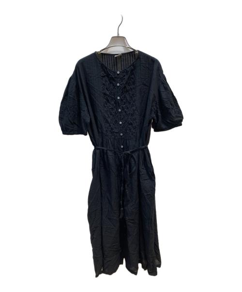 TSUHARU by samansa Mos2（ツハル バイ サマンサモスモス）TSUHARU by Samansa Mos2 (ツハル バイ サマンサモスモス) ハンドスモッキング配色ワンピース ブラック サイズ:Fの古着・服飾アイテム