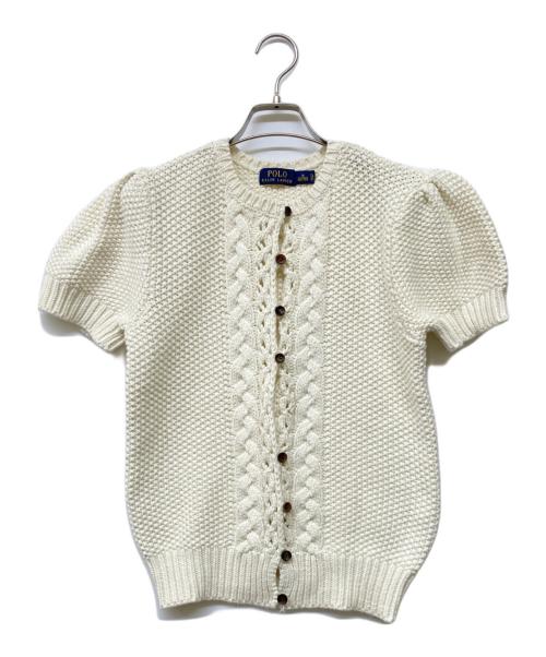 POLO RALPH LAUREN（ポロ・ラルフローレン）POLO RALPH LAUREN (ポロ・ラルフローレン) S/Sカシミヤブレンドケーブルニットカーディガン アイボリー サイズ:Mの古着・服飾アイテム