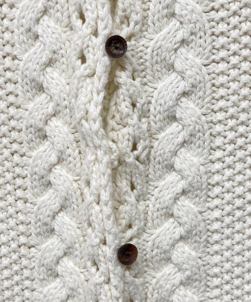 POLO RALPH LAUREN（ポロ・ラルフローレン）POLO RALPH LAUREN (ポロ・ラルフローレン) S/Sカシミヤブレンドケーブルニットカーディガン アイボリー サイズ:Mの古着・服飾アイテム