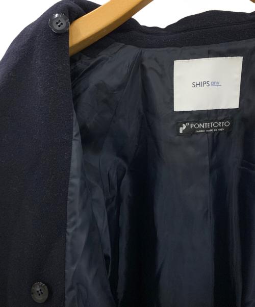 SHIPS any（シップスエニィ）SHIPS any (シップスエニィ) PONTETORTO スタンド＆ダブル カラーコート ネイビー サイズ:38の古着・服飾アイテム
