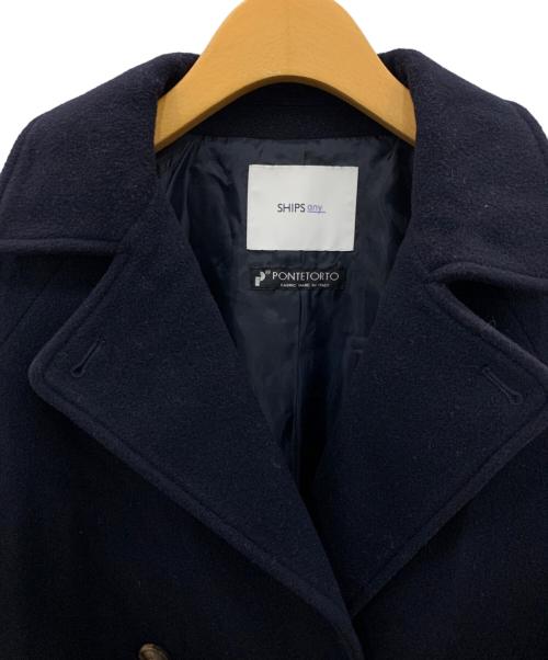 SHIPS any（シップスエニィ）SHIPS any (シップスエニィ) PONTETORTO スタンド＆ダブル カラーコート ネイビー サイズ:38の古着・服飾アイテム