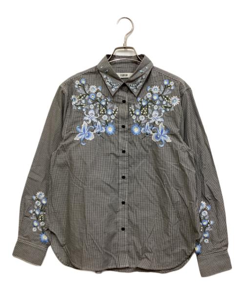furfur（ファーファー）FURFUR (ファーファー) スカジャンフラワー刺繍シャツ ブラック サイズ:FREEの古着・服飾アイテム