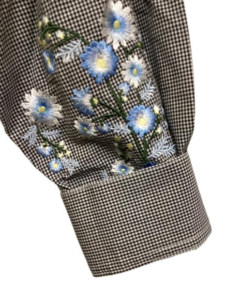 furfur（ファーファー）FURFUR (ファーファー) スカジャンフラワー刺繍シャツ ブラック サイズ:FREEの古着・服飾アイテム