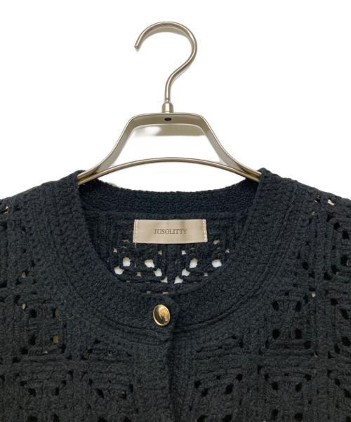 JUSGLITTY（ジャスグリッティー）JUSGLITTY (ジャスグリッティー) 23SS 柄編みハーフスリーブニットジャケット ブラック サイズ:2の古着・服飾アイテム