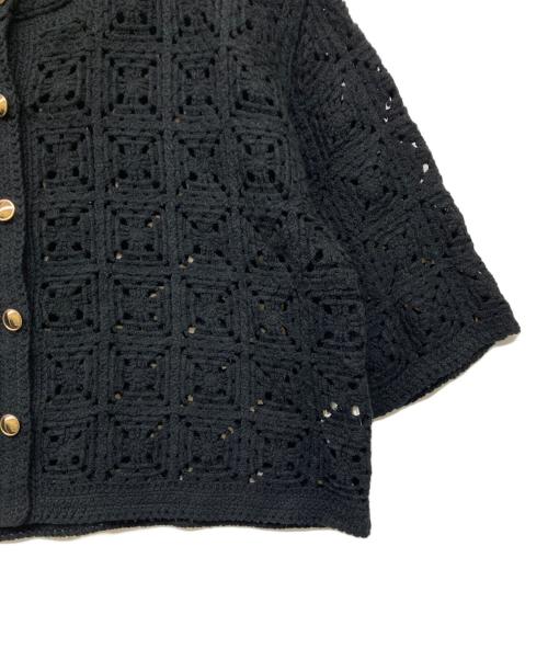 JUSGLITTY（ジャスグリッティー）JUSGLITTY (ジャスグリッティー) 23SS 柄編みハーフスリーブニットジャケット ブラック サイズ:2の古着・服飾アイテム