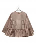 YORIヨリ）の古着「ティアードギャザーブラウス」｜ピンク