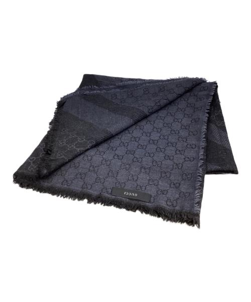 GUCCI（グッチ）GUCCI (グッチ) GG柄ウールシルクストール ネイビーの古着・服飾アイテム