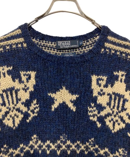 POLO RALPH LAUREN（ポロ・ラルフローレン）POLO RALPH LAUREN (ポロ・ラルフローレン) HAND KNIT ネイビー サイズ:LLの古着・服飾アイテム