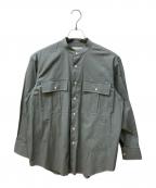 beautiful peopleビューティフルピープル）の古着「シャーティングコットンバンドカラーシャツ」｜グリーン