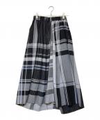 Y'sワイズ）の古着「RAYON WRINKLED PLAID SKIRT」｜グレー