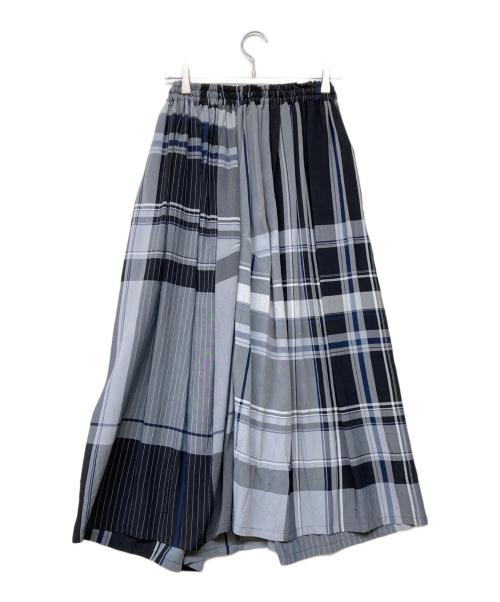 Y's（ワイズ）Y's (ワイズ) RAYON WRINKLED PLAID SKIRT グレー サイズ:1の古着・服飾アイテム