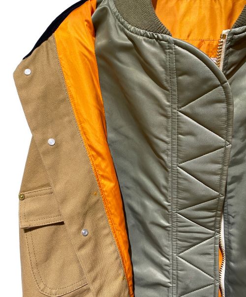 sacai（サカイ）sacai Carhartt WIP 23AW CarHartt WIP CanvasxMA-1 JK Michigan（カーハートWIPキャンバスMA-1ジャケットミシガン） ベージュ×オリーブ サイズ:1の古着・服飾アイテム