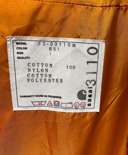 sacai（サカイ）sacai Carhartt WIP 23AW CarHartt WIP CanvasxMA-1 JK Michigan（カーハートWIPキャンバスMA-1ジャケットミシガン） ベージュ×オリーブ サイズ:1の古着・服飾アイテム