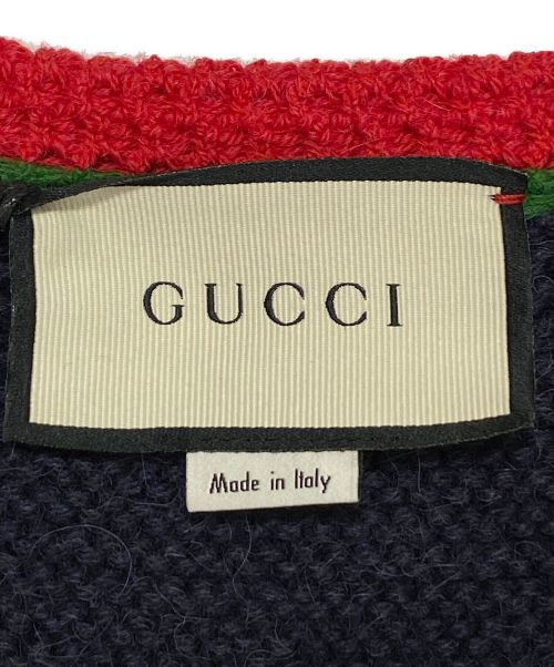 GUCCI（グッチ）GUCCI (グッチ) NEW YORK YANKEES (ニューヨークヤンキース) NYワッペン アルパカ ニットカラー ネイビー サイズ:XXXLの古着・服飾アイテム