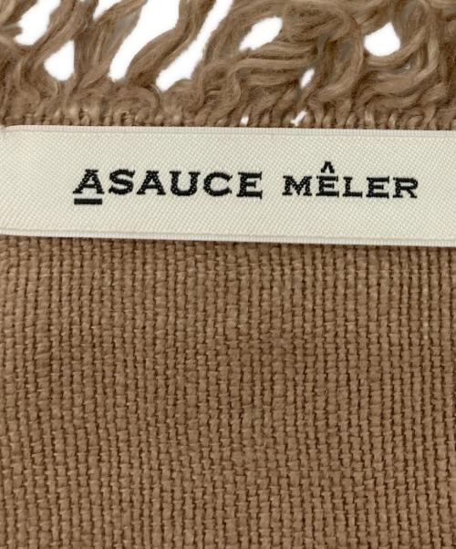 ASAUCE MELER（アソースメレ）ASAUCE MELER (アソースメレ) 大判リネンストール ブラウンの古着・服飾アイテム