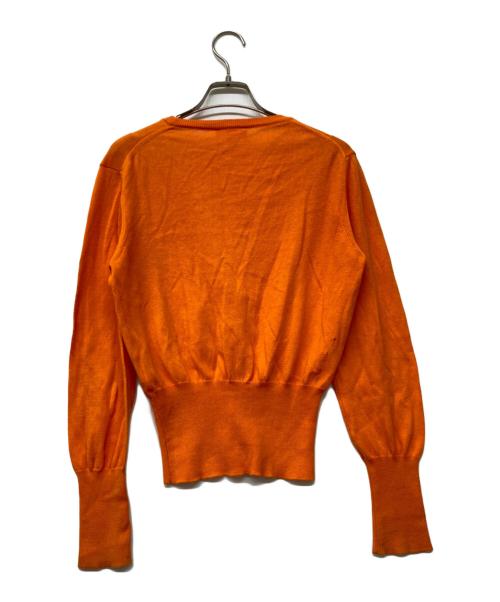 Vivienne Westwood RED LABEL（ヴィヴィアンウエストウッドレッドレーベル）Vivienne Westwood RED LABEL (ヴィヴィアンウエストウッドレッドレーベル) オーブ刺繍コットンクルーネックニットカーディガン オレンジ サイズ:Mの古着・服飾アイテム
