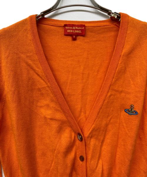 Vivienne Westwood RED LABEL（ヴィヴィアンウエストウッドレッドレーベル）Vivienne Westwood RED LABEL (ヴィヴィアンウエストウッドレッドレーベル) オーブ刺繍コットンクルーネックニットカーディガン オレンジ サイズ:Mの古着・服飾アイテム