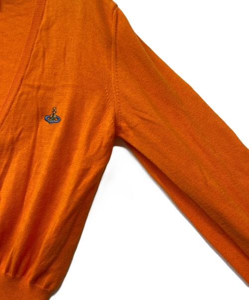 Vivienne Westwood RED LABEL（ヴィヴィアンウエストウッドレッドレーベル）Vivienne Westwood RED LABEL (ヴィヴィアンウエストウッドレッドレーベル) オーブ刺繍コットンクルーネックニットカーディガン オレンジ サイズ:Mの古着・服飾アイテム