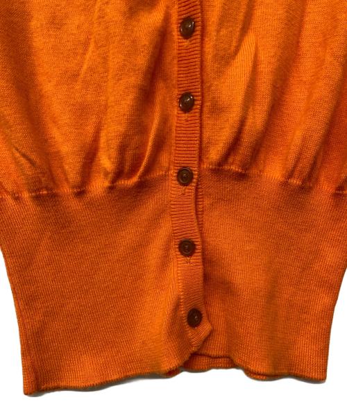 Vivienne Westwood RED LABEL（ヴィヴィアンウエストウッドレッドレーベル）Vivienne Westwood RED LABEL (ヴィヴィアンウエストウッドレッドレーベル) オーブ刺繍コットンクルーネックニットカーディガン オレンジ サイズ:Mの古着・服飾アイテム