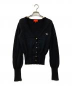 Vivienne Westwood RED LABELヴィヴィアンウエストウッドレッドレーベル）の古着「オーブ刺繍コットンクルーネックニットカーディガン」｜ブラック