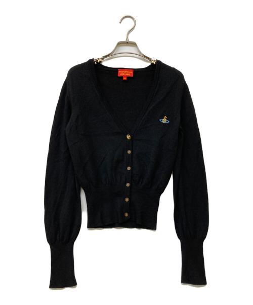 Vivienne Westwood RED LABEL（ヴィヴィアンウエストウッドレッドレーベル）Vivienne Westwood RED LABEL (ヴィヴィアンウエストウッドレッドレーベル) オーブ刺繍コットンクルーネックニットカーディガン ブラック サイズ:Mの古着・服飾アイテム