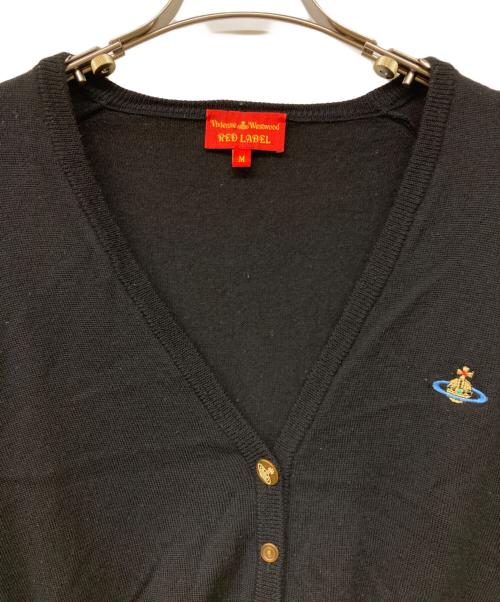 Vivienne Westwood RED LABEL（ヴィヴィアンウエストウッドレッドレーベル）Vivienne Westwood RED LABEL (ヴィヴィアンウエストウッドレッドレーベル) オーブ刺繍コットンクルーネックニットカーディガン ブラック サイズ:Mの古着・服飾アイテム