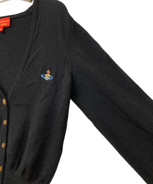 Vivienne Westwood RED LABEL（ヴィヴィアンウエストウッドレッドレーベル）Vivienne Westwood RED LABEL (ヴィヴィアンウエストウッドレッドレーベル) オーブ刺繍コットンクルーネックニットカーディガン ブラック サイズ:Mの古着・服飾アイテム