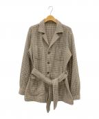 CARUSOカルーゾ）の古着「千鳥柄サファリジャケット」｜アイボリー×グレー