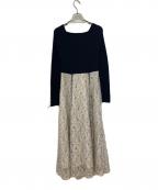 Apuweiser-richeアプワイザーリッシェ）の古着「配色レースドッキングワンピース」｜ブラック×ホワイト