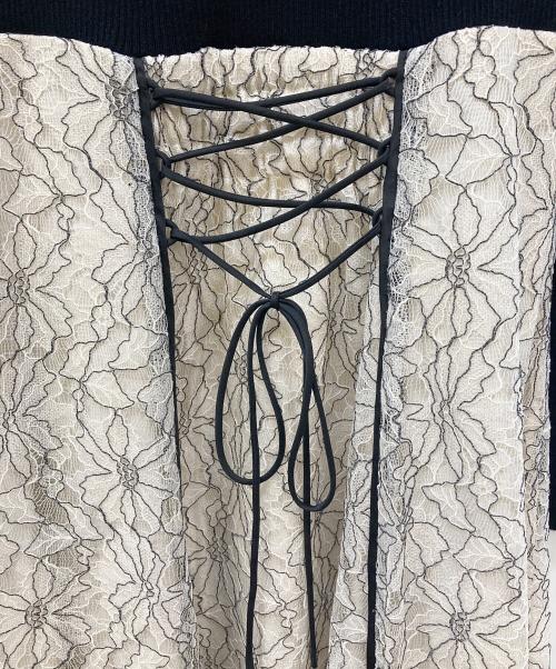 Apuweiser-riche（アプワイザーリッシェ）Apuweiser-riche (アプワイザーリッシェ) 配色レースドッキングワンピース ブラック×ホワイト サイズ:2 未使用品の古着・服飾アイテム