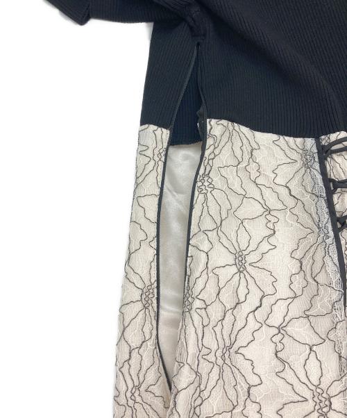 Apuweiser-riche（アプワイザーリッシェ）Apuweiser-riche (アプワイザーリッシェ) 配色レースドッキングワンピース ブラック×ホワイト サイズ:2 未使用品の古着・服飾アイテム