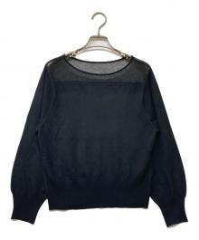 Apuweiser-riche（アプワイザーリッシェ）の古着「シアー切替ニット」｜ブラック