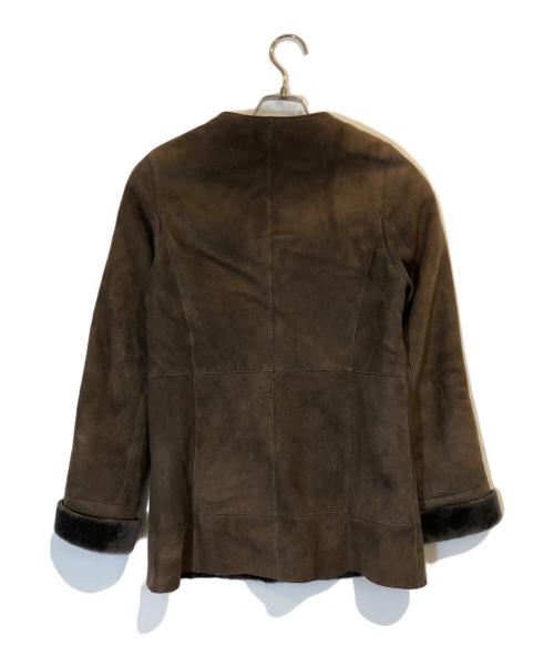 PREMIUM TOSCANA BRISA（プレミアム トスカーナ ブリッサ）PREMIUM TOSCANA BRISA (プレミアム トスカーナ ブリッサ) ノーカラームートンジャケット ブラウン サイズ:XSの古着・服飾アイテム