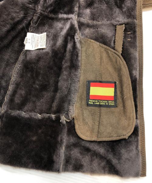 PREMIUM TOSCANA BRISA（プレミアム トスカーナ ブリッサ）PREMIUM TOSCANA BRISA (プレミアム トスカーナ ブリッサ) ノーカラームートンジャケット ブラウン サイズ:XSの古着・服飾アイテム